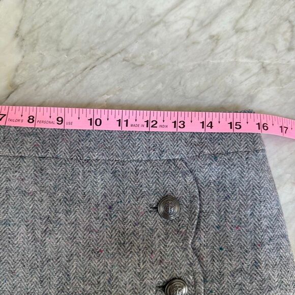 Talbots Light Gray Speckled Herringbone Wool Blend Skirt Scallop Side Sz 8 - Picture 5 of 9